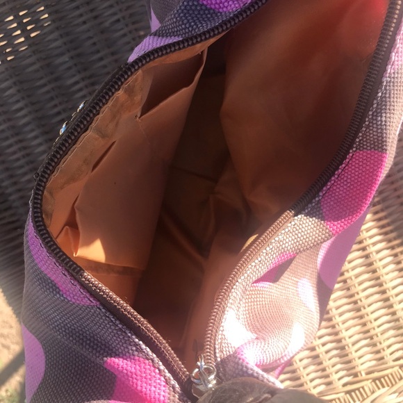 Brown and Pink Polka Dot Belt Buckle Handbag - Picture 6 of 7